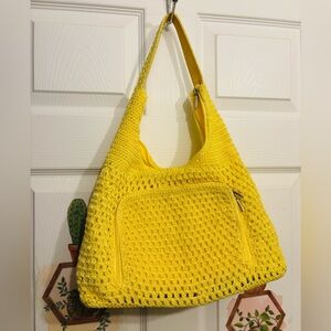 Crotchet Hand Woven Yellow Hobo Shoulder Bag Purse